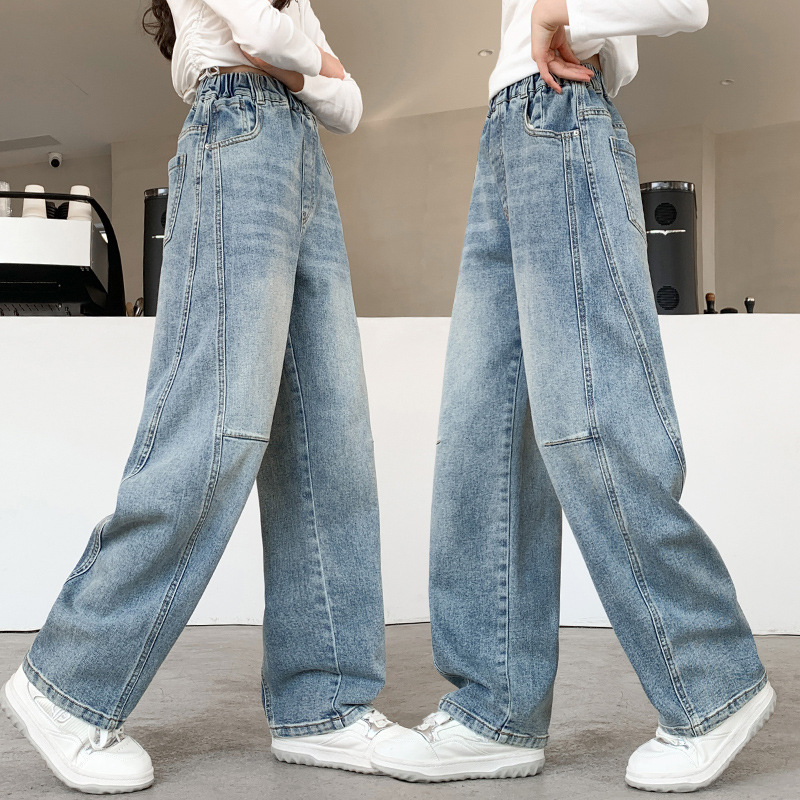 女童牛仔裤春秋儿童宽松裤子2025新款中大童秋季洋气休闲长裤女孩