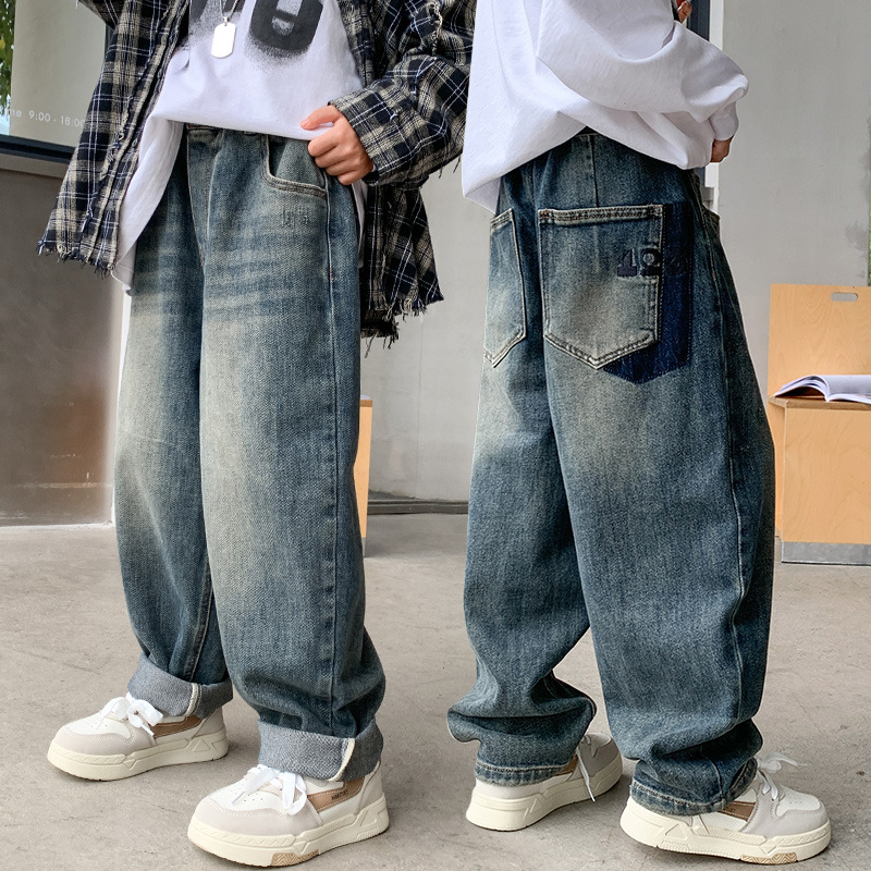 男童宽松裤子春秋季儿童秋装牛仔裤2025新款中大童男孩休闲长裤潮