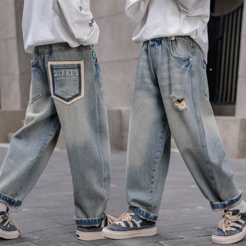 男童秋装牛仔裤中大童2025新款儿童裤子帅气男孩春秋季休闲长裤潮