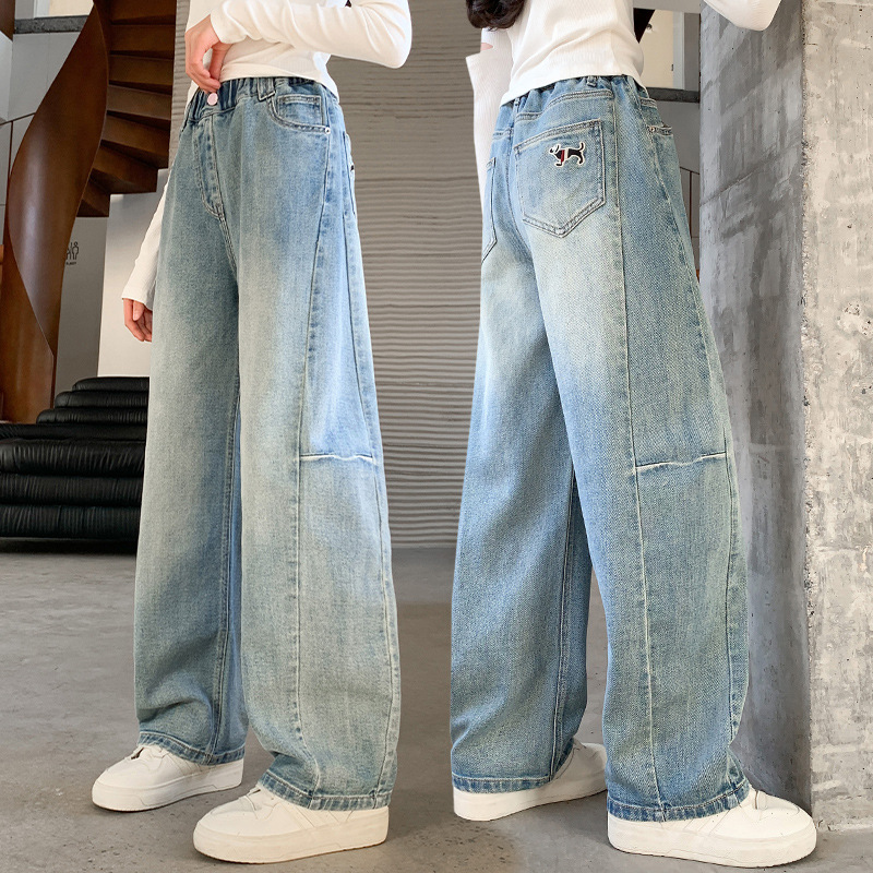 女童牛仔裤春秋外穿儿童裤子2025新款春装中大童韩版宽松休闲长裤