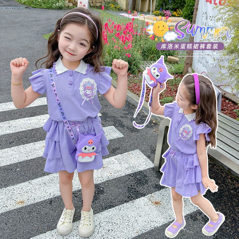 女童卡通短袖套装夏季新款儿童洋气可爱短裤两件套夏装女孩