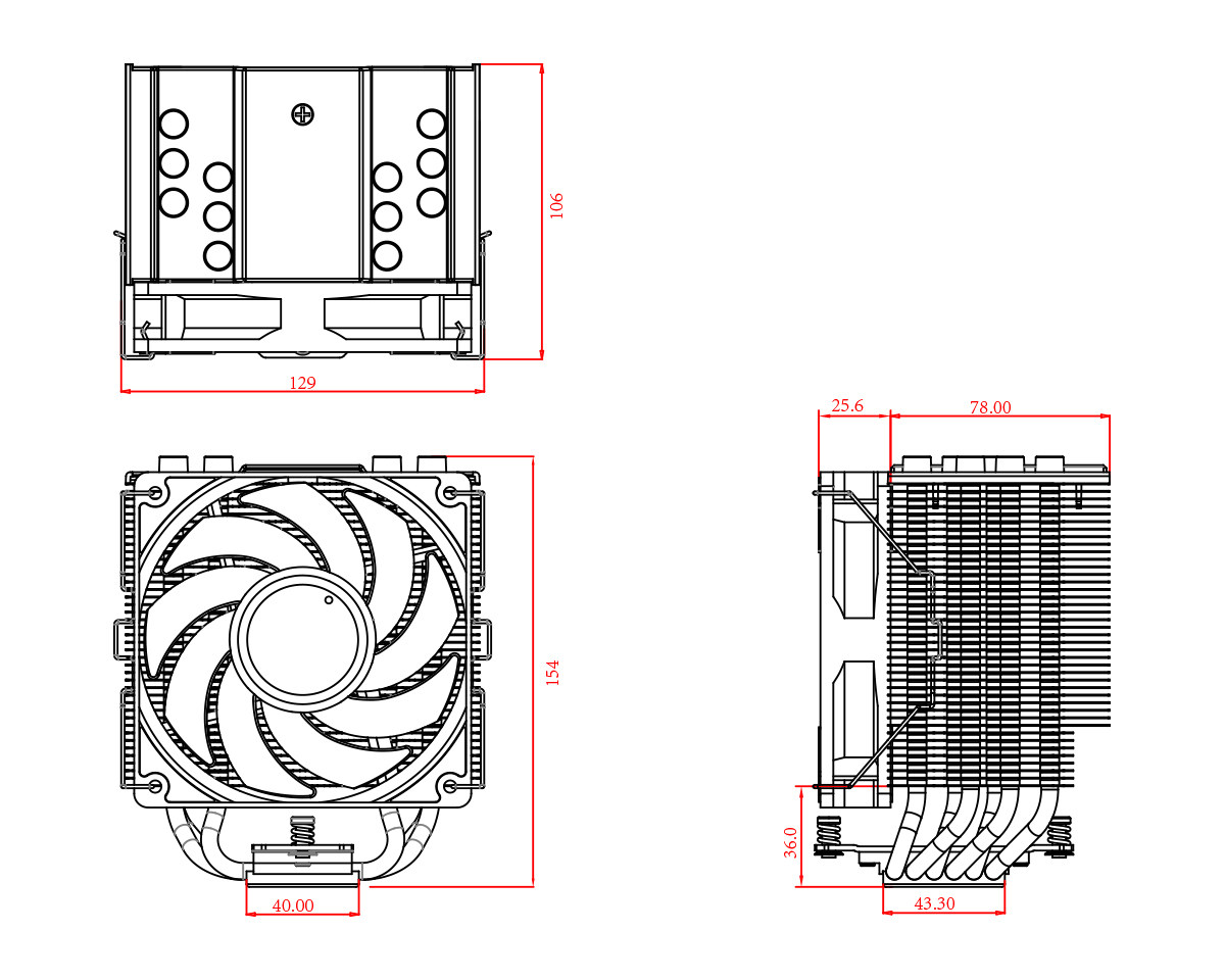 ID-COOLING SE-226-XT ARGB CPU HEATSINK 6 HEAT PIPES PWM FAN SUPPORTS 1700 AM4