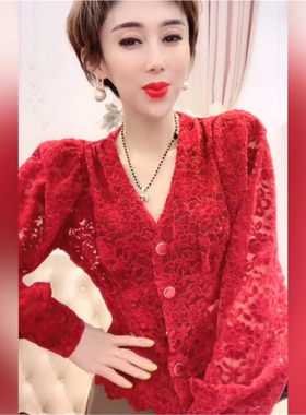 宽松法式打底衫洋气小衫女蕾丝衫
