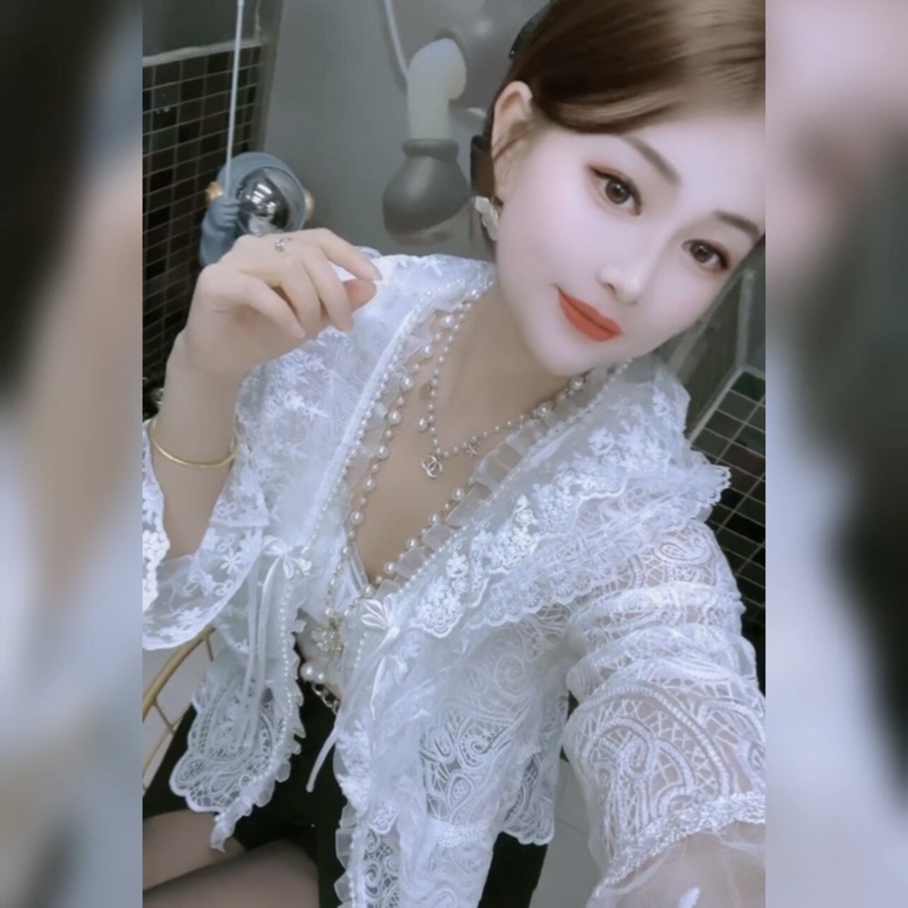 新中式盘扣蝴蝶结钉珠仙女防嗮衣披肩荷叶边九分喇叭袖蕾丝外套夏