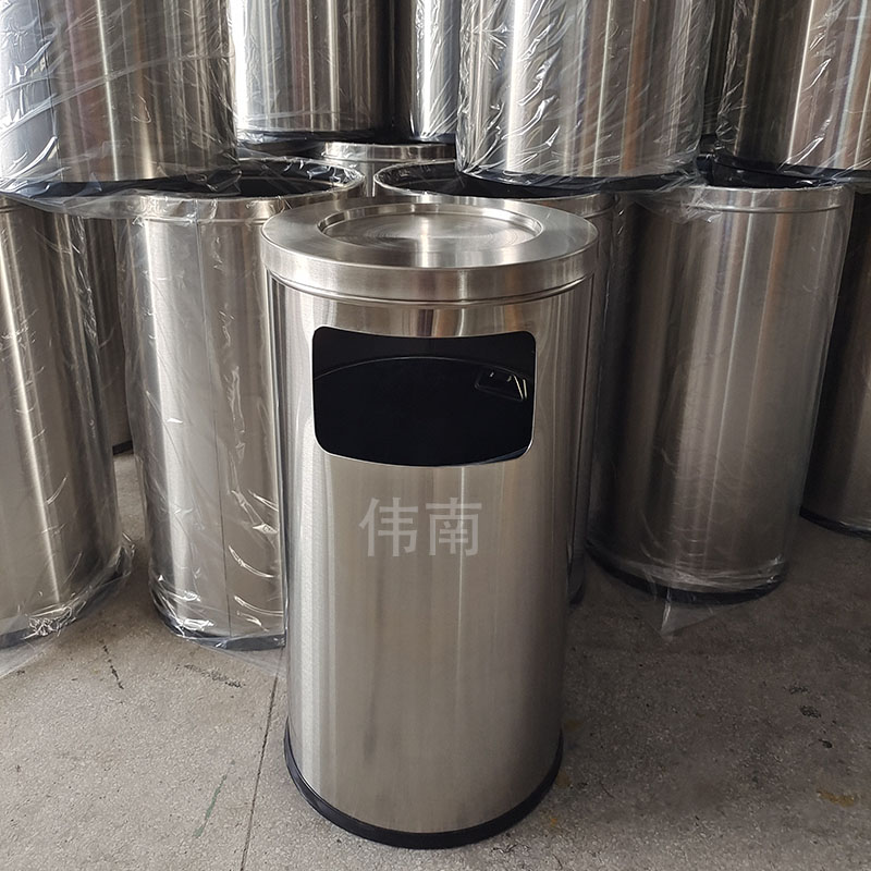 不锈钢圆形酒店商场侧投港式大堂垃圾筒/烟灰皿/垃圾