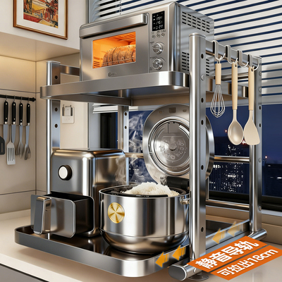 新款多功能抽拉式家用电器收纳架