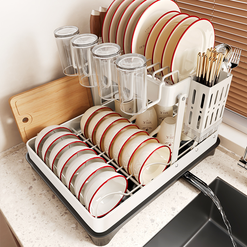 碗碟收纳架沥水篮碗架碗盘碗筷放碗盘子双层新款不锈钢厨房置物架