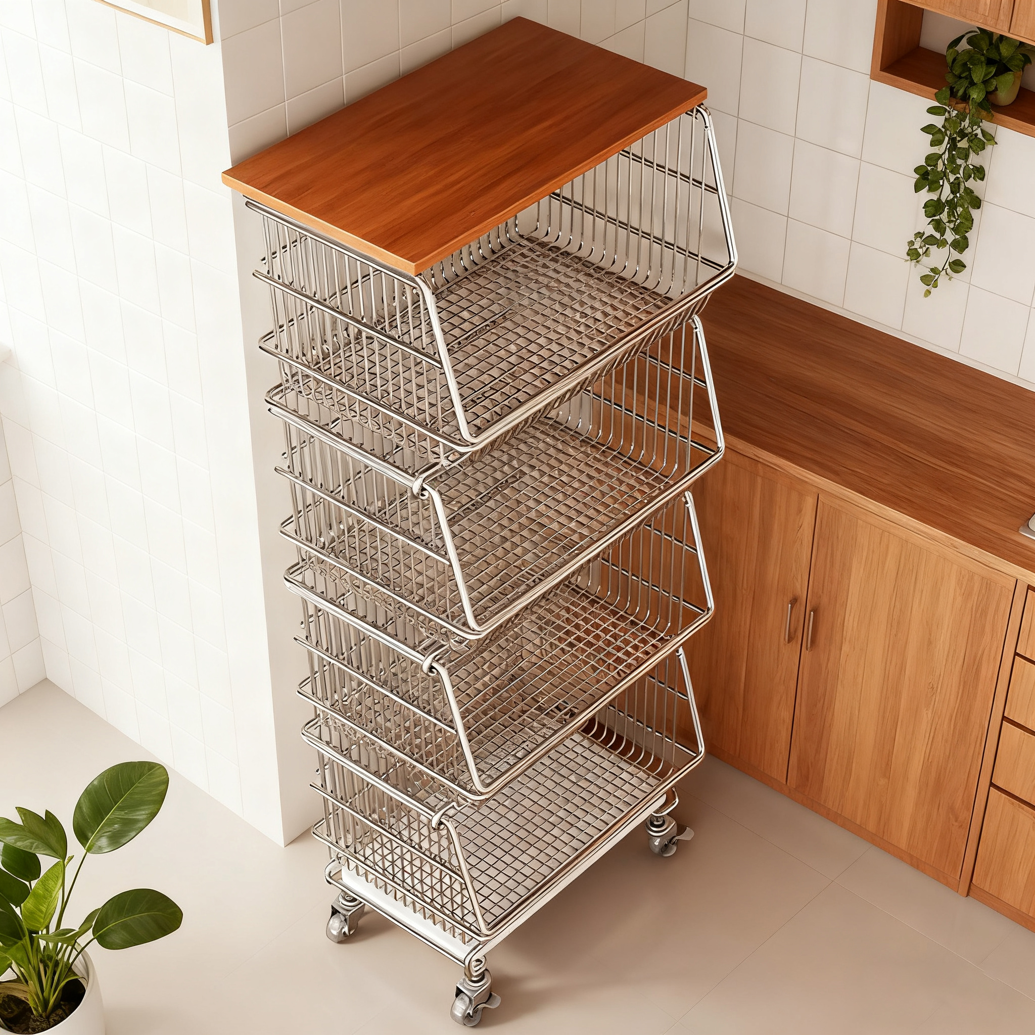 【德国精工】厨房菜篮子小推车