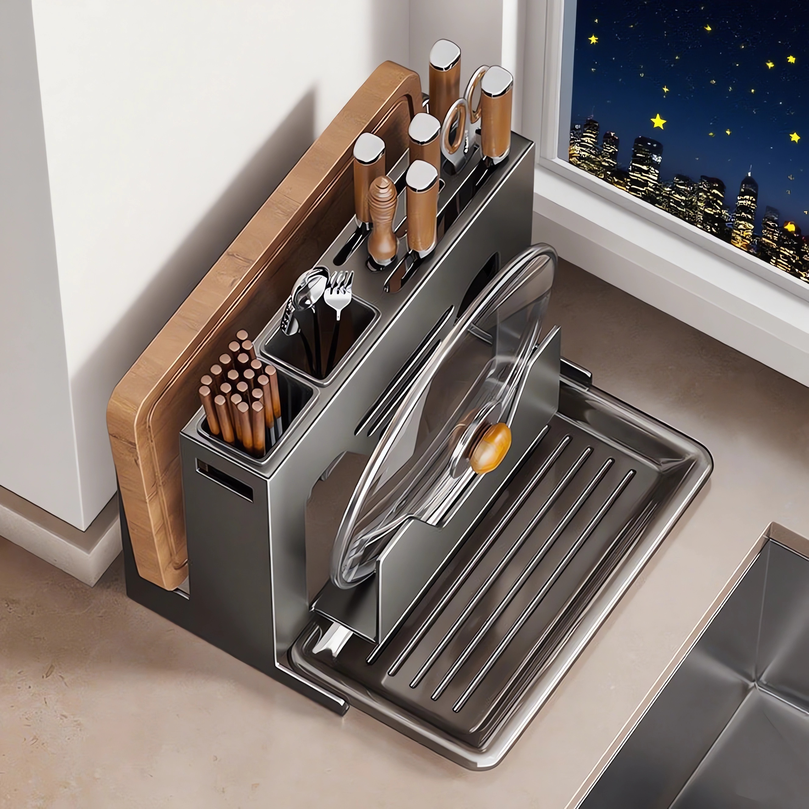 厨房台面刀架置物架可壁挂