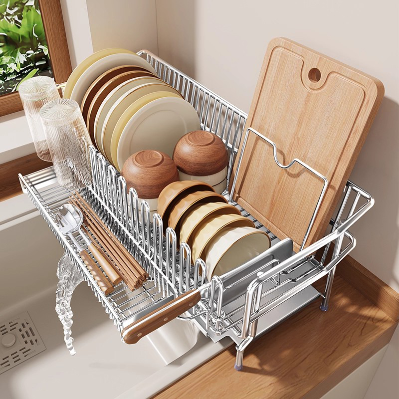 304不锈钢碗碟沥水收纳架子厨房水槽台面多功能置物架碗筷沥水篮