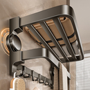 浴室吸盘毛巾架卫生间置物架免打孔太空铝浴巾架厕所一体挂杆架子