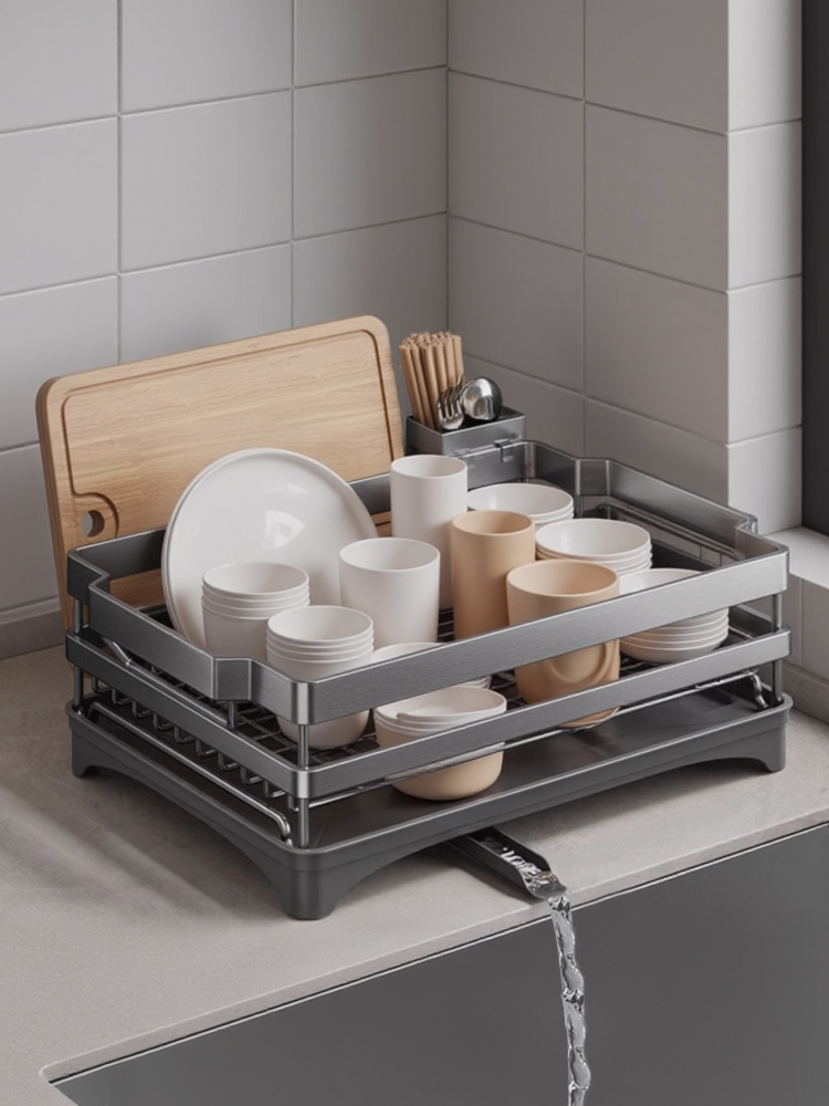 304不锈钢沥水架碗碟收纳架厨房台面砧板碗筷置物架家用防滑碗架