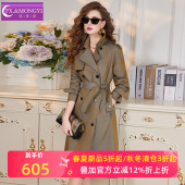 翻领中长款 英伦风时尚 大衣 法式 菲梦伊高级感双排扣风衣外套女春季