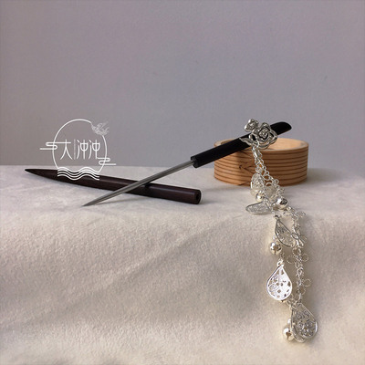 黑檀木盘发步摇大冲冲原创