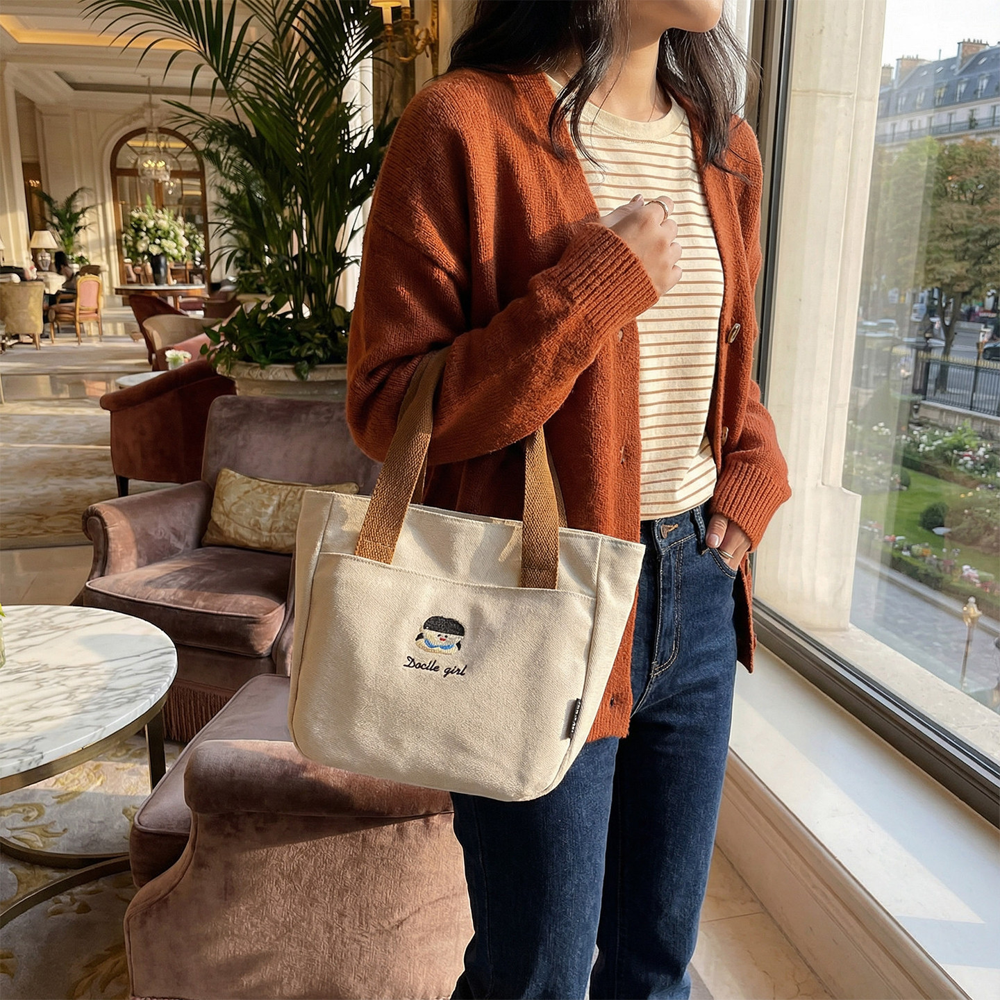 质感复古帆布手拎小包包女上班通勤手提袋日韩时尚小众百搭托特包,箱包皮具/热销女包/男包,时尚帆布包,淘宝优惠券,粉丝福利购,淘宝优惠卷