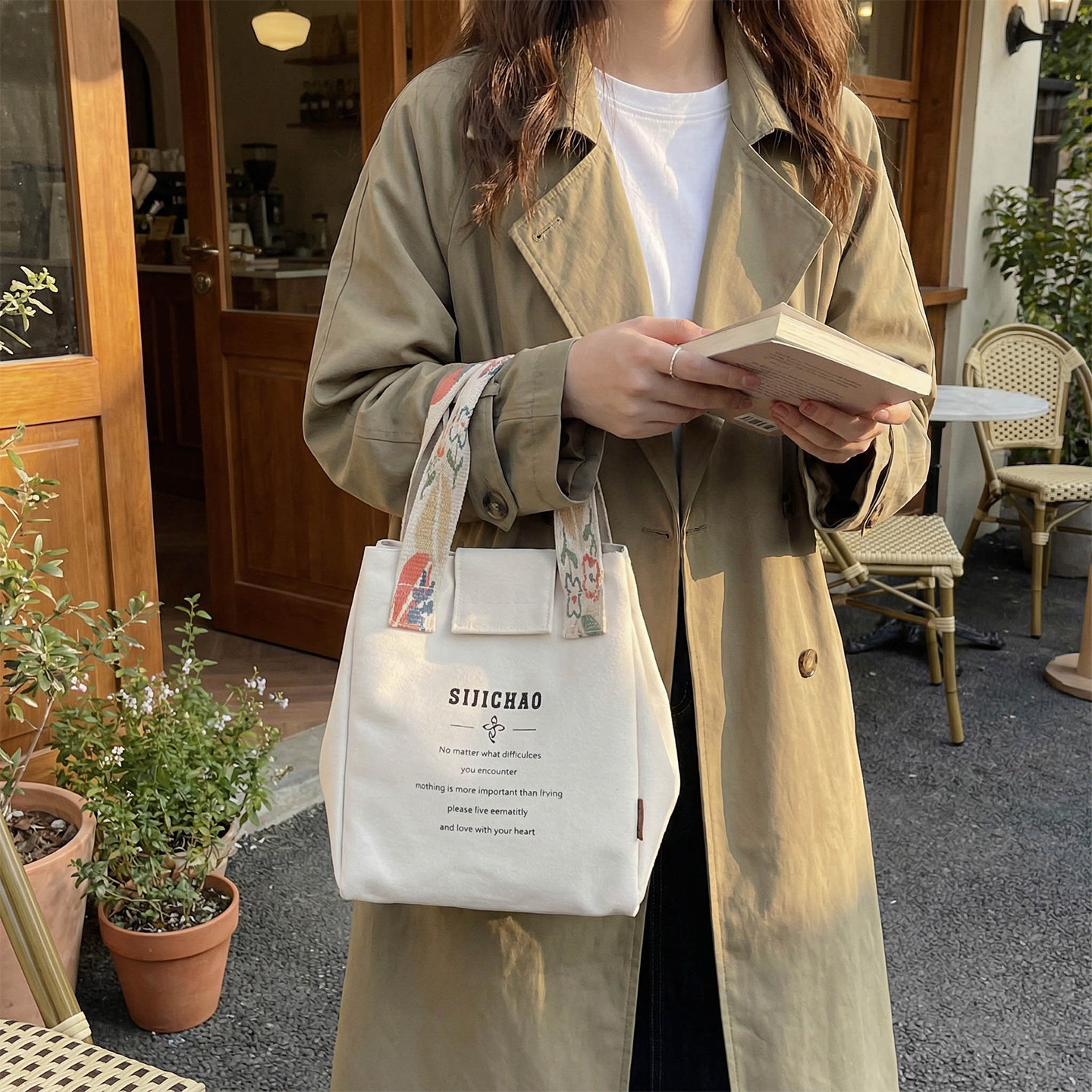 日韩休闲简约风帆布包女式2026新款手提包文艺印花字母学生上课包,箱包皮具/热销女包/男包,时尚帆布包,淘宝优惠券,粉丝福利购,淘宝优惠卷