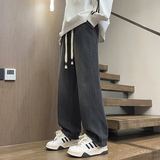 春秋季美式直筒宽松抽绳潮流百搭牛仔裤XZ503-1-K818P50-78，男装牛仔裤，星座503-1