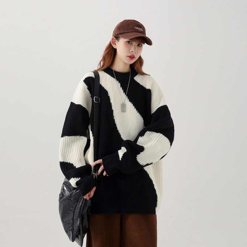 Herbst Winter Neue Kuh Muster Männer und Frauen Lose Casual Pullover XZ503-1MY09P75 Control 98_voghion.com