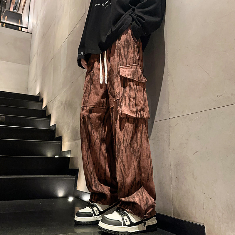 扎染工艺男女款大口袋直筒工装休闲裤XZ503-K5023P55控78,男装工装外套,星座503-1
