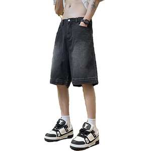 2025夏季伐木裤元素男女款牛仔短裤五分裤XZ503-1DK521P45控68图片