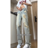 2024破洞男女款牛仔裤现货可供视频XZ503-1K829P55控78，男装牛仔裤，星座503-1