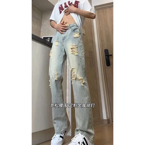 2024破洞男女款牛仔裤 现货 可供视频XZ503-1K829P55控78图片