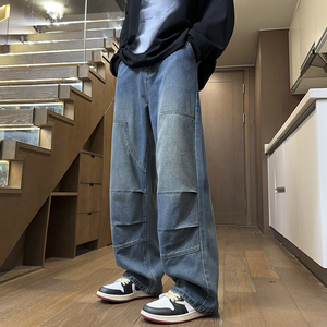 2025秋冬新款高品质美式褶皱工装牛仔长裤男女款XZ503K839P55控78图片