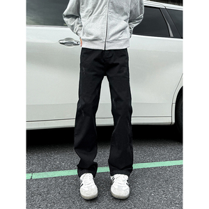 得物抖音品质弹力修身划烂磨破男女直筒牛仔裤XZ503K843特P45控78图片