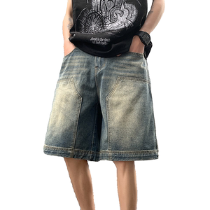 2025夏季伐木裤元素男女款牛仔短裤五分裤XZ503-1DK521P45控68图片