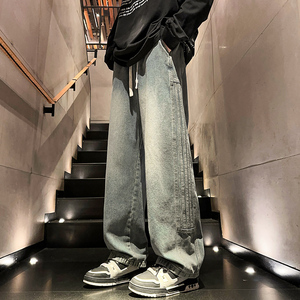 2025秋冬新款元素三条杠拼接牛仔长裤现货XZ503-K841P55控78图片