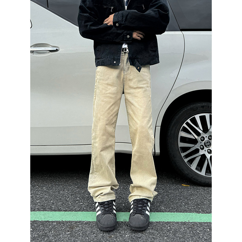 得物抖音品质弹力修身划烂磨破男女直筒牛仔裤XZ503K843特P45控78,男装牛仔裤,星座503-1