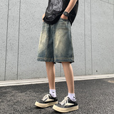 2025夏季伐木裤元素男女款牛仔短裤五分裤XZ503-1DK521P45控68，男装牛仔裤，星座503-1