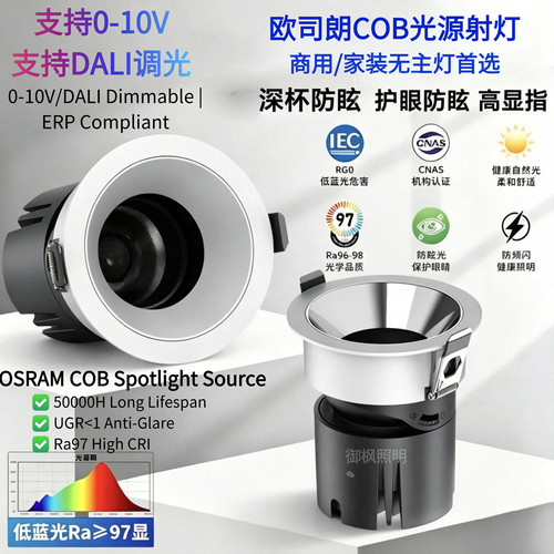 支持0-10V/DALI调光嵌入式射灯