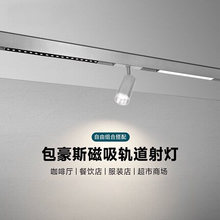 包豪斯20款明装吊装磁吸轨道灯镍色工业复古风不锈钢色磁吸轨道