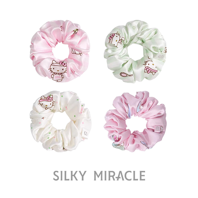 SILKY MIRACLE真丝水晶发圈HelloKitty礼盒装100%桑蚕丝头花发饰