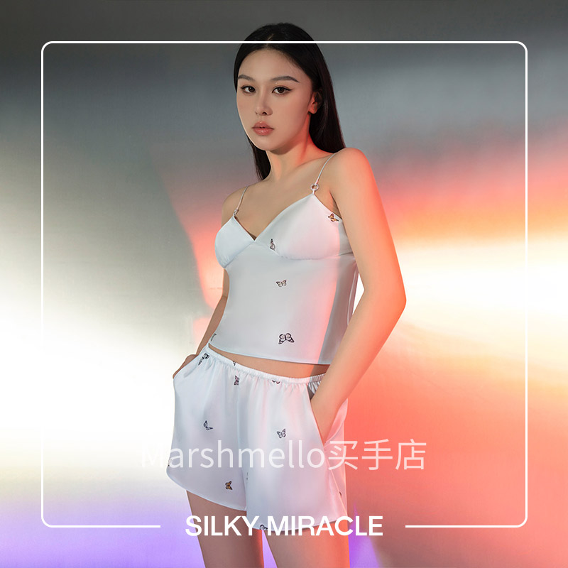 SILKYMIRACLE蓝色FREE真丝吊带