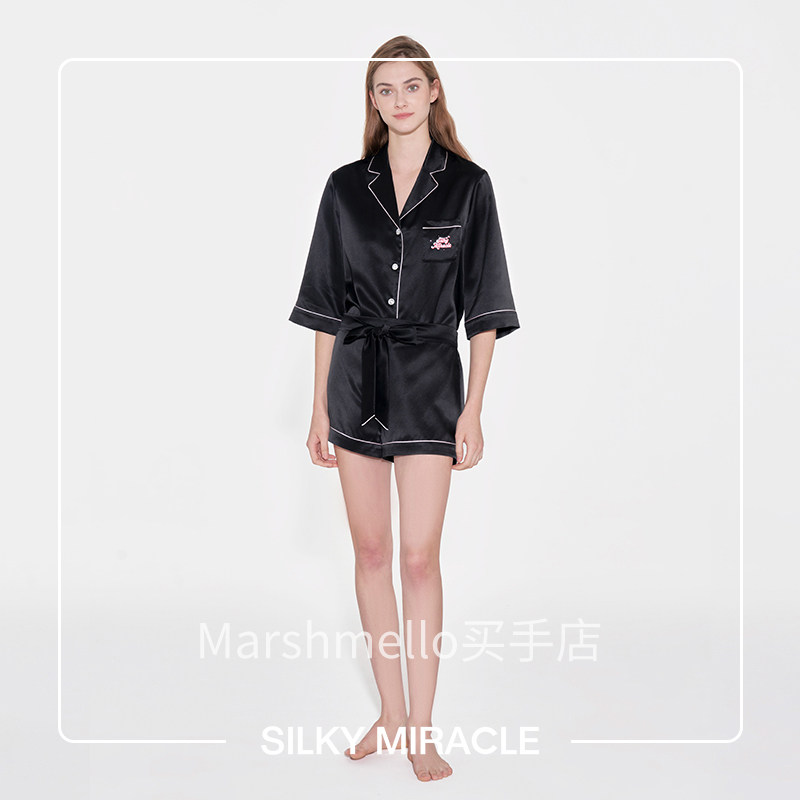 [6折]SILKY MIRACLE真丝半袖蝴蝶结睡衣套装性感可外穿清凉家居