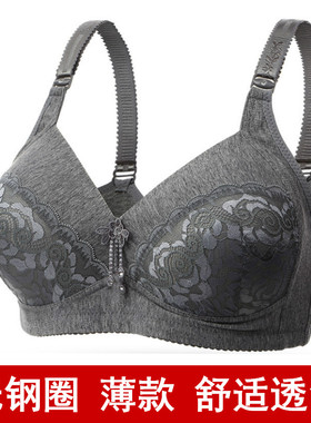 中年100b罩杯文胸无钢圈聚拢加大码女士内衣中老年薄款三排扣胸罩