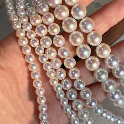 极粉光akoya母贝珍珠项链