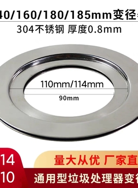 爱适易垃圾处理器变径器配件185/180/160/140mm水槽下水口转换器