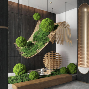 海虹景观仿真绿植悬挂垂吊装置艺术景观商场橱窗花艺空间装饰造景