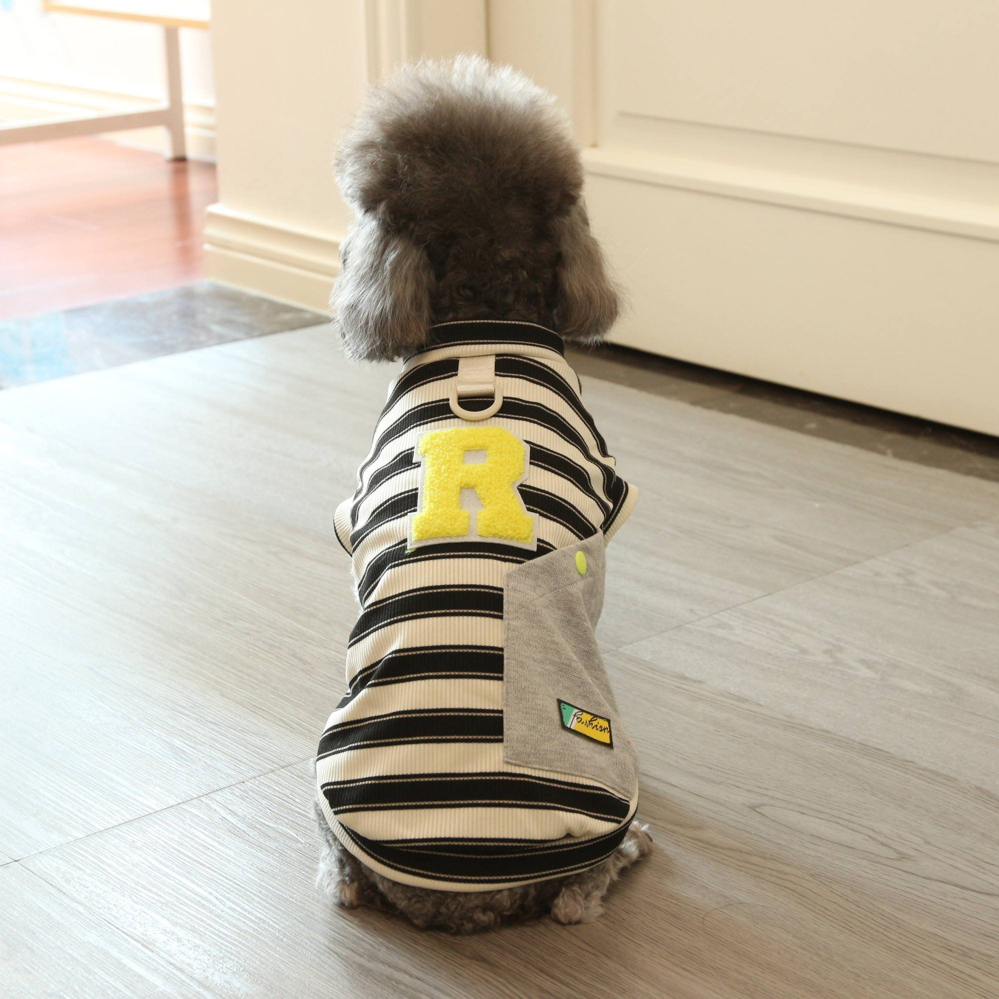 狗狗衣服春夏帅气条纹侧口袋T恤小型犬比熊泰迪纯棉宠物衣服夏季