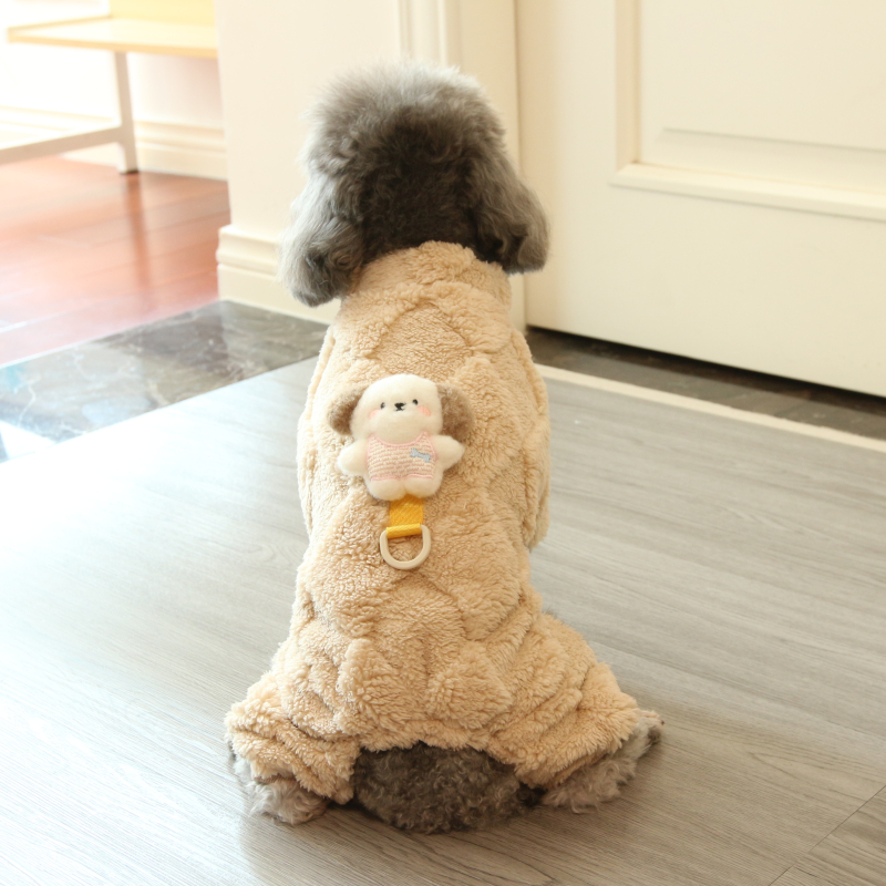 泡品狗衣服四脚秋冬玩偶保暖绒衣