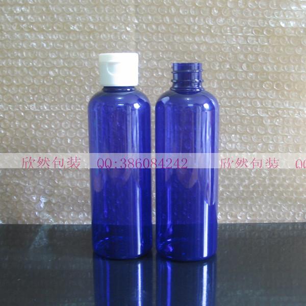 蓝色PET塑料瓶/100ML乳液瓶/掀盖瓶/纯露瓶/空瓶/乳液分装翻盖瓶图片