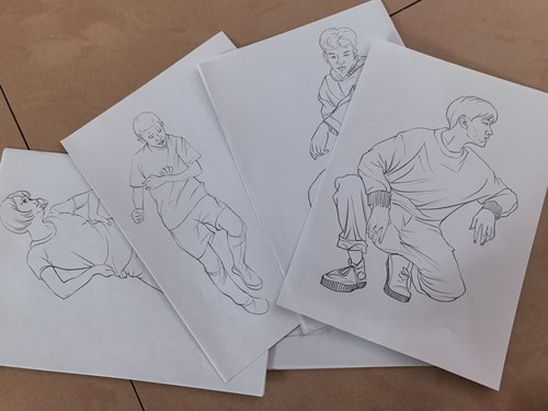 铅笔手绘人物速写草稿练习稿现货包邮2元一张 十张包邮