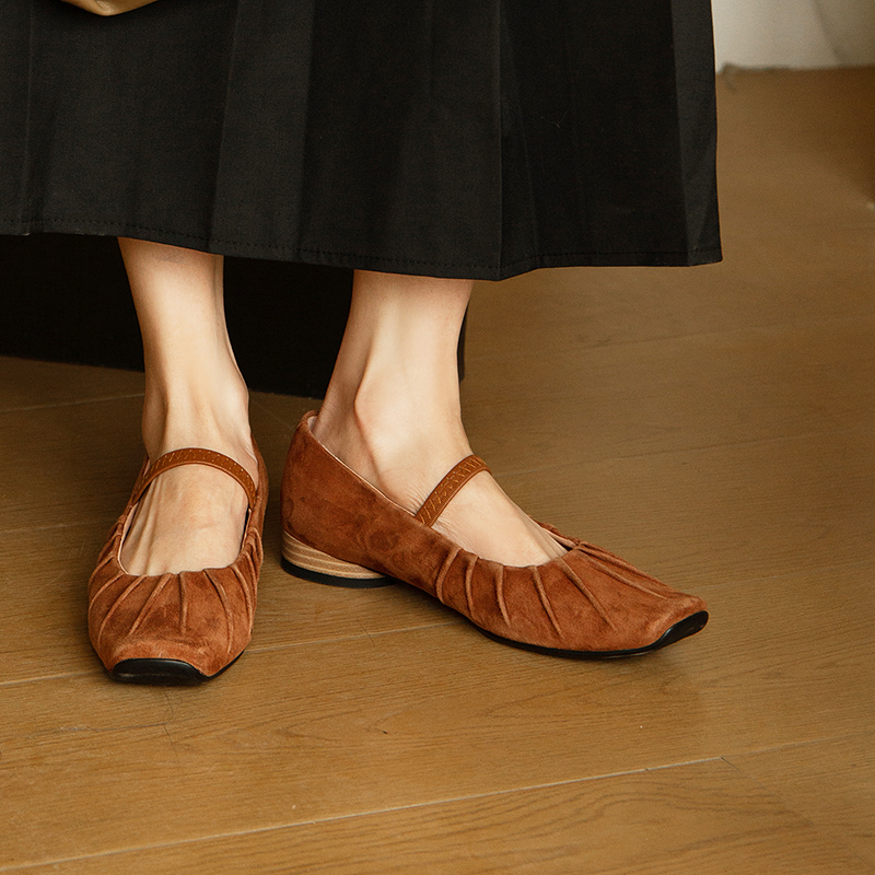 MSMESSA芭蕾小众褶皱单鞋真皮
