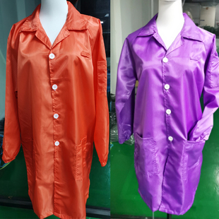 无尘服大褂连体网格防静电连帽连体服橘红色防尘电子厂男女工作服