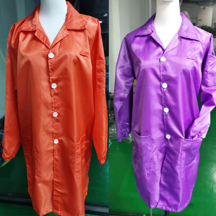 无尘服大褂连体网格防静电连帽连体服橘红色防尘电子厂男女工作服