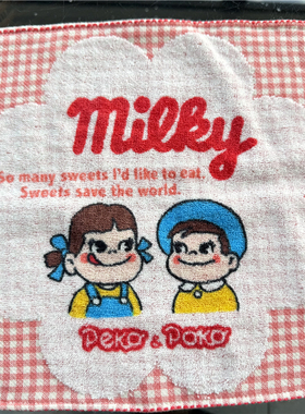 出口日本原单 不2红色格子卡通可爱纯棉柔软全棉舒适吸水 小方巾