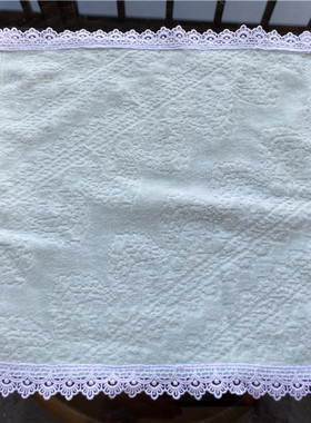 出口日本原单 绿色蕾丝边纯棉柔软 舒适 精美全棉 儿童小方巾手帕